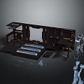 Futuristic Sci-Fi Scene Structure with Platform Console Metal Frames Panels and Lighting