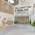 Warm Colorful Kindergarten Interior With Wall Decorations And Play Facilities 3d model