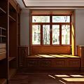Traditional Wooden Wardrobe Design with Multiple Shelves Drawers and Natural Sunlight