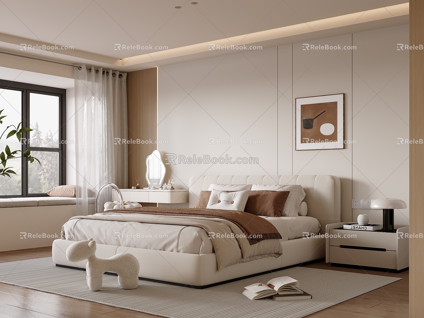 Modern Cream Style Bedroom 3d model