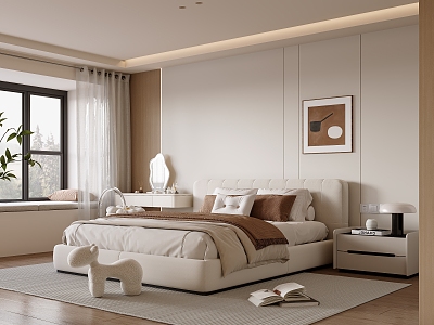 Modern Cream Style Bedroom 3d model