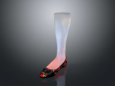 Transparent Boot Shaped Decorative Household Item With Colorful Floral Pattern Base 3d model