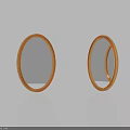 Oval Mirrors with Golden Carved Frames Reflecting Classic Architecture Details 3d model