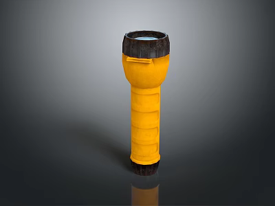 Stylish Yellow Flashlight With Black Top Bottom And Textured Cylindrical Surface 3d model