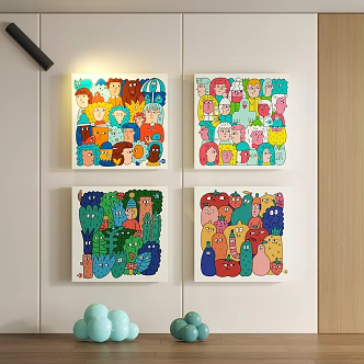 Modern children's cartoon graffiti decorative painting 3d model