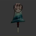 Detailed Artistic Bell Shaped Sculpture With Blue Body And Red White Structure