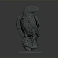 Detailed Eagle Sculpture With Realistic Head Spread Wings And Square Base 3d model