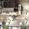 Kikicha Modern Cafe Exterior With Large Glass Windows Outdoor Seating Umbrellas And Plants