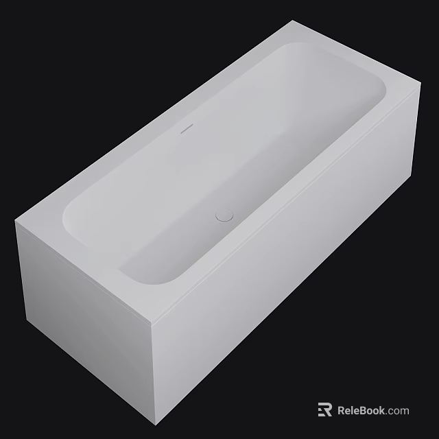 White Modern Rectangular Bathtub Featuring Sleek Lines And Smooth Surface Design 3d model