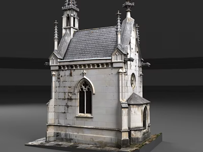 European Gothic Architecture Stone Structure With Pointed Spires And Arched Windows 3d model