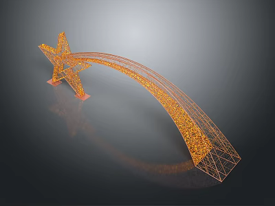 Star Shaped Entrance Gate with Curved Metal Frame and Golden Glowing Design 3d model