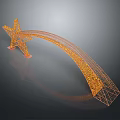 Star Shaped Entrance Gate with Curved Metal Frame and Golden Glowing Design