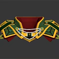 Green Yellow Red Decorative Weapon With Chain And Circular Ornaments