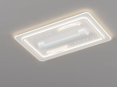 White Rectangular Modern Ceiling Light With LED Lighting And Decorative Details 3d model