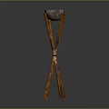 Stylish Wooden Tripod Stand With Top Container For Home Living Accessories