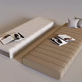 Stylish Upholstered Benches in White and Brown with Magazines and Pillows