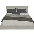 Modern Upholstered Double Bed With Gray Pillows And White Bedding 3d model