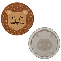 Cute Round Rugs with Lion Head and Sheep Head Patterns for Kids Room