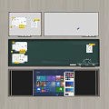 Classroom Display Tools Featuring Whiteboard Blackboard And Digital Smart Screen 3d model