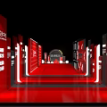 Red Illuminated China Railway Event Passage With Decorative Display Boards