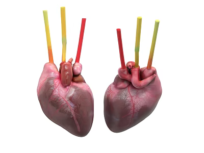 Detailed Thoracic Organs Heart Anatomy Model Showing Colored Tubes Structure 3d model