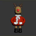 Reindeer Game Movie Character With Red Nose Antlers Red Coat White Collar Black Boots