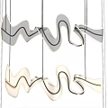 Modern Abstract Curved Chandeliers With Metal Frames And LED Lighting For Interior Design
