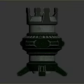 Ornate Multi Layered Tower Structure With Green Gray Finish And Decorative Base