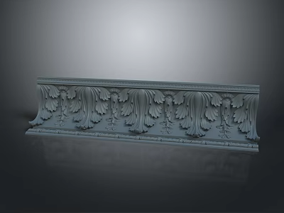 Gray Carved Decorative Trim With Intricate Leaf Patterns For Home Decor 3d model