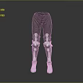 Game Movie Character Leg Armor With Black Leggings Silver Metallic Knee Guards And Boots