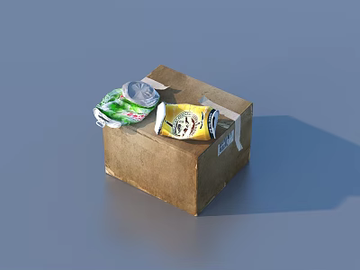 Practical Daily Necessities Storage Cardboard Box With Green And Yellow Drink Cans 3d model