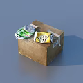Practical Daily Necessities Storage Cardboard Box With Green And Yellow Drink Cans