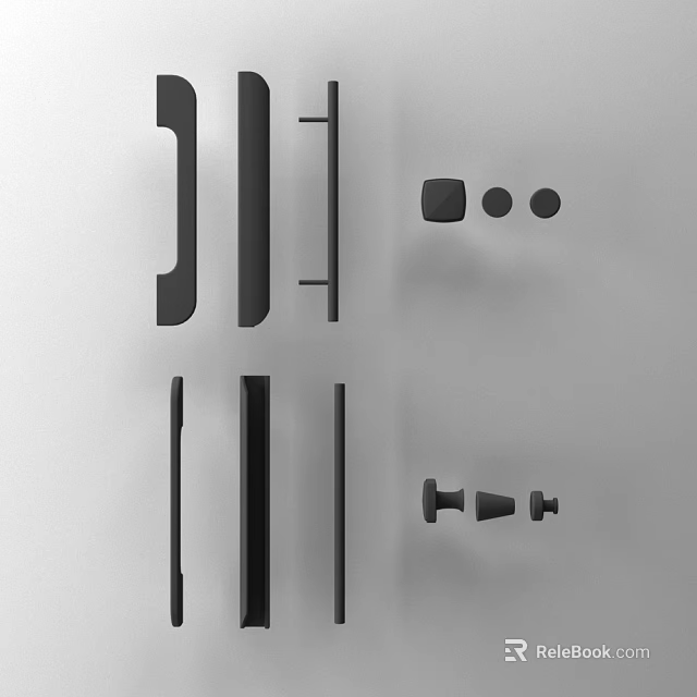Modern Cabinet Handles With Sleek Designs And Various Shapes For Home Furniture 3d model 