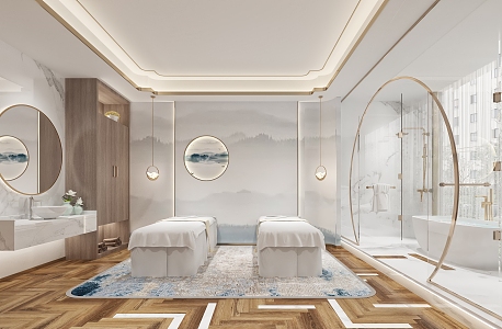 New Chinese Style SPA Beauty Room 3d model