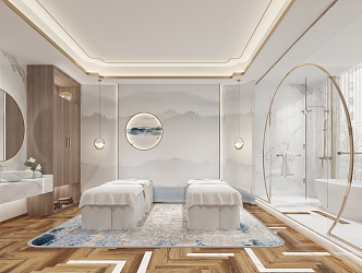 New Chinese Style SPA Beauty Room 3d model