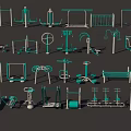 Public Outdoor Fitness Facilities With Various Exercise Equipment In Community Park