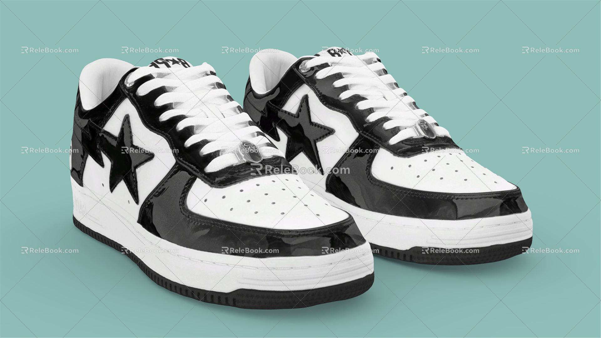 modern shoes sneaker black white 3d model