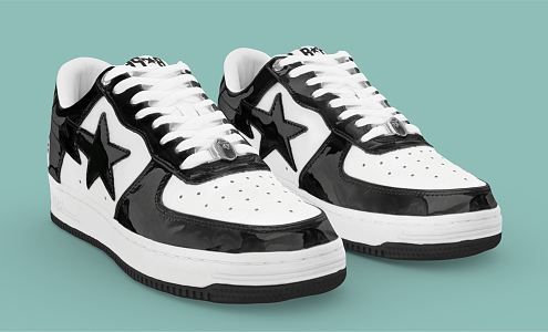 modern shoes sneaker black white 3d model