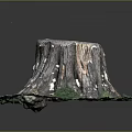 Natural Wooden Tree Stump Decor With Hollow Center And Grass Moss Accents