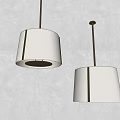 Modern White Shade Pendant Lights With Metal Frames Hanging On Light Gray Wall 3d model