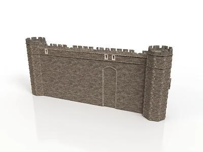Detailed Medieval Stone Castle Wall Model With Crenellations And Tower 3d model