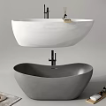 Modern Freestanding White and Gray Bathtubs with Slippers Towel and Bath Products