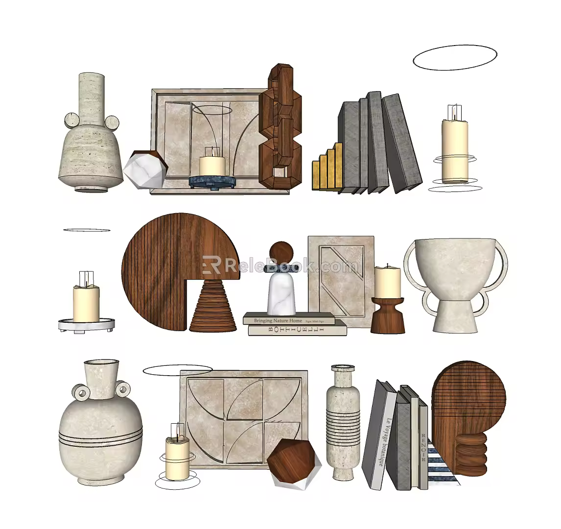 Modern Ornaments Combination Decorations Display Artwork 3d model