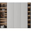 Modern Minimalist Bookcase Interior Design With LED Lighting And Multiple Storage Shelves 3d model