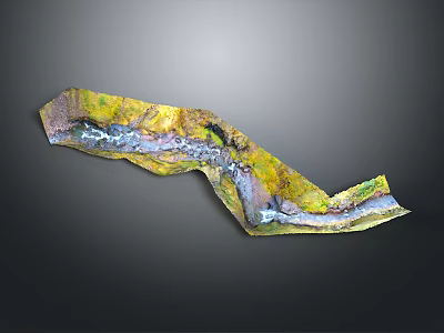 Natural Garden Landscape Design With Winding River And Colorful Vegetation Areas 3d model