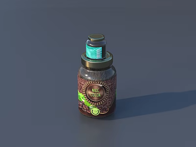 Colorful Glass Food Jar With Spice Label And Metal Lid Design 3d model
