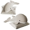 Light Gray Whale Shaped Plush Pillow Soft Comfortable Home Decor Accent 3d model