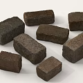 Various Textured Bricks In Different Sizes And Colors On White Surface 3d model