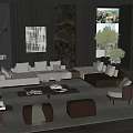 Minotti Sofa Coffee Table Combination Corner Sofa Leather Sofa Multi-person Sofa Large Flat 3d model