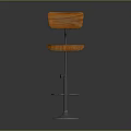 Modern Orange Wooden Bar Stool With Adjustable Metal Frame And Round Base